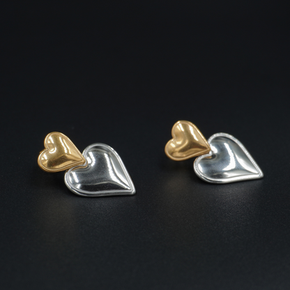 Two Tone Heart Earrings