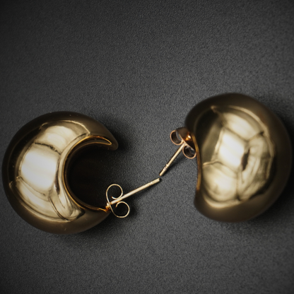 Puffed Drop Ball Gold Plated Earrings