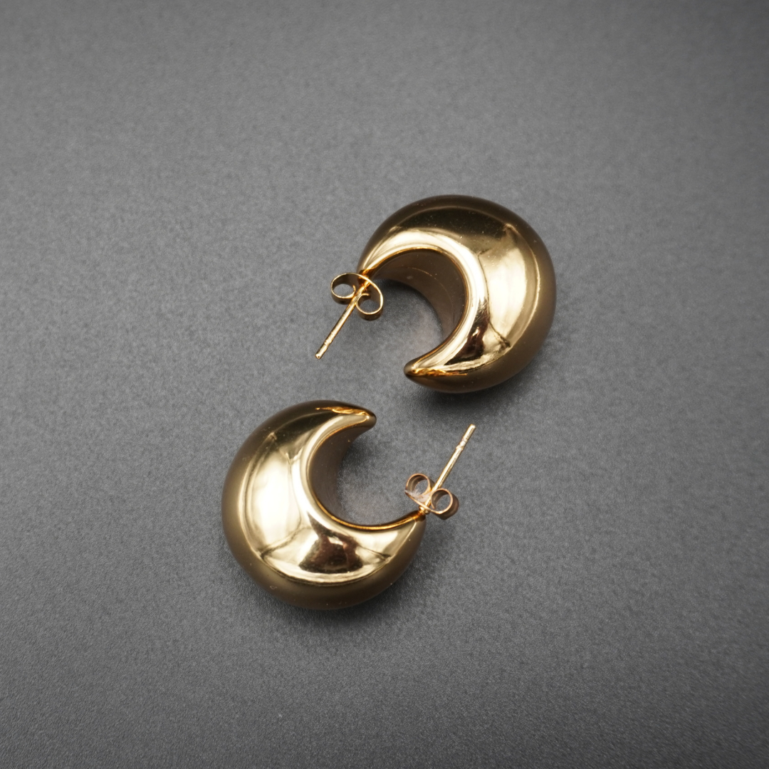 Puffed Drop Ball Gold Plated Earrings