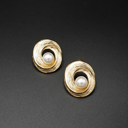 Gold Plated Pearl Shell Stud Earrings