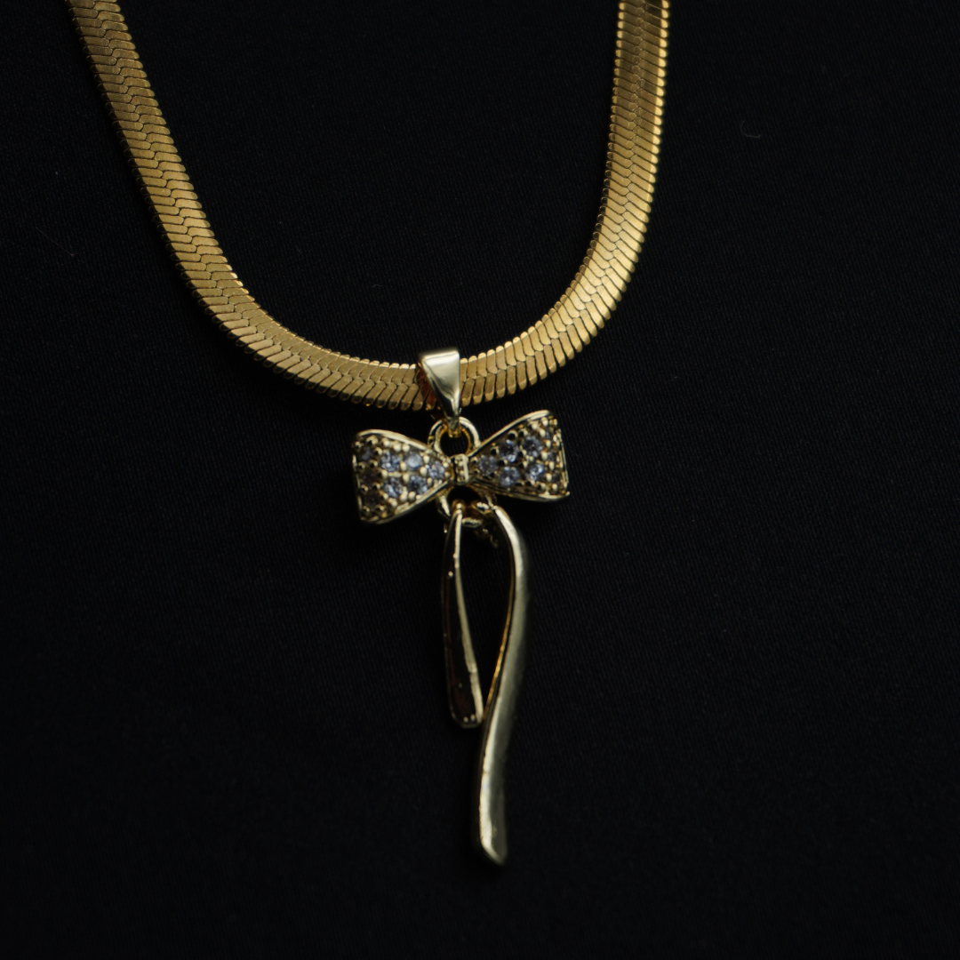 Gold Plated American Diamond Bowtie Necklace