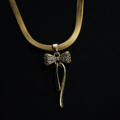 Gold Plated American Diamond Bowtie Necklace