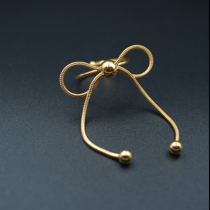 Gold Plated Chain Bowknot Adjustable Ring