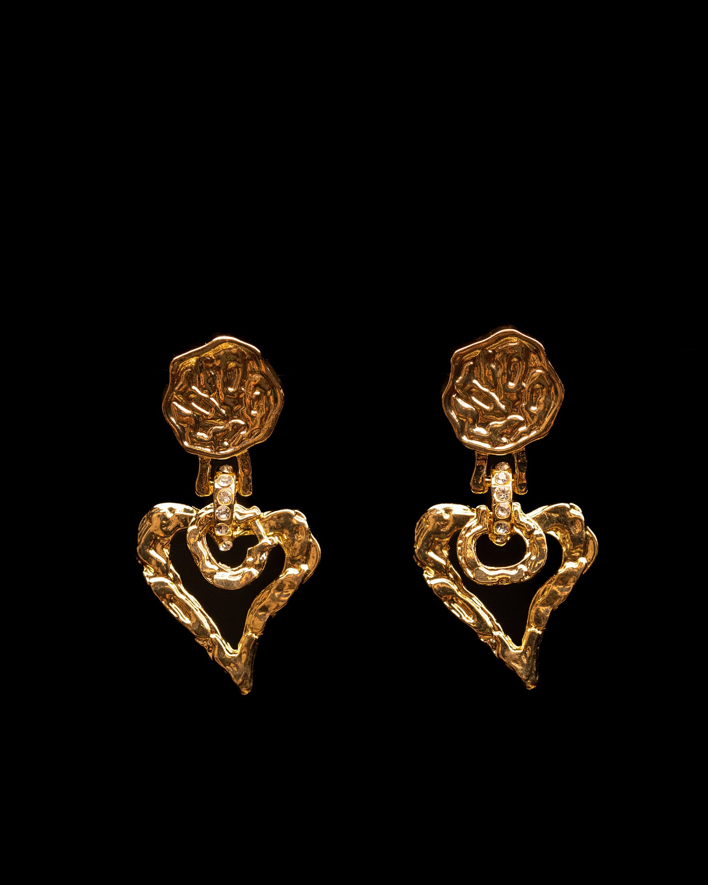 Gold Plated Molten Hearts Danglers