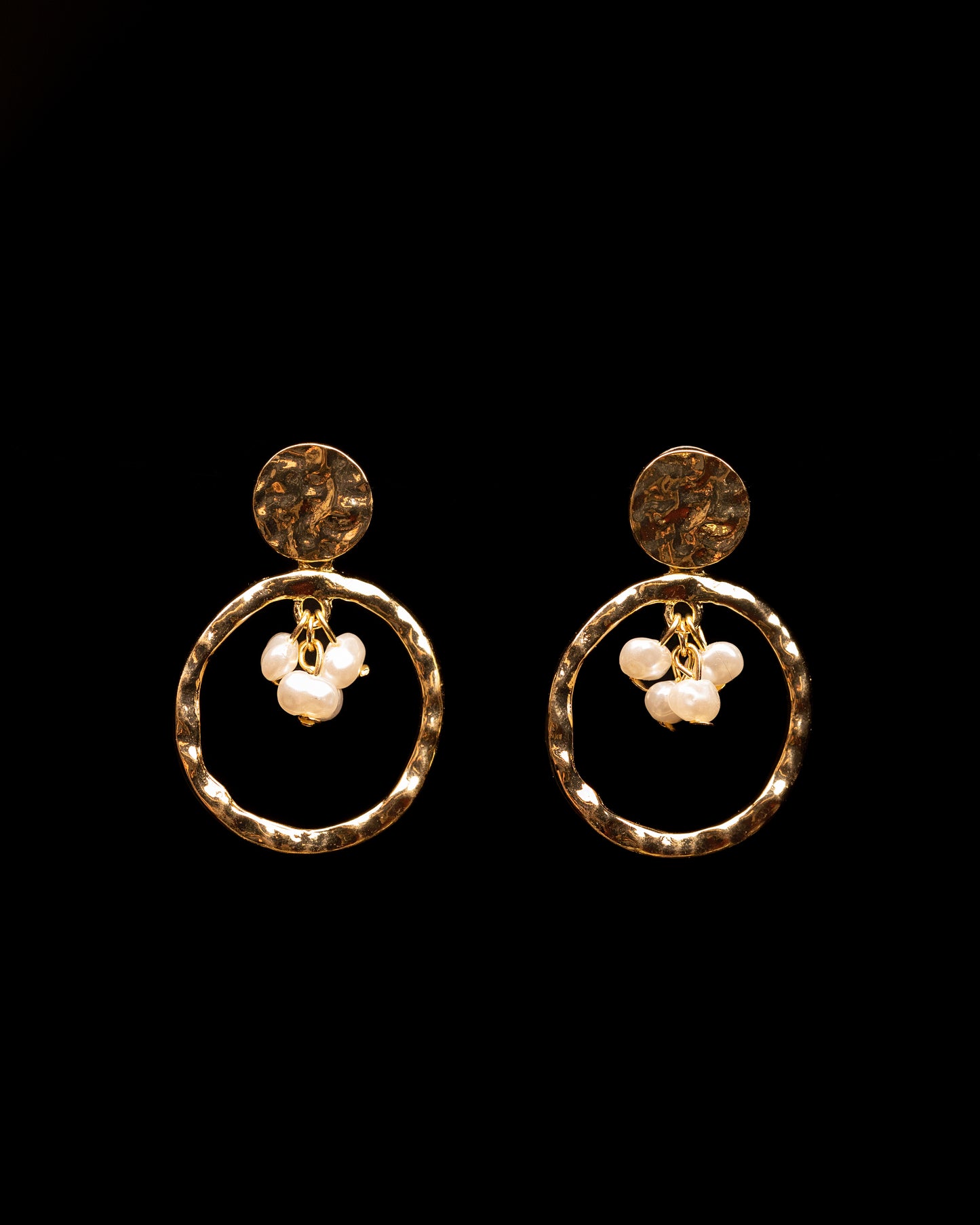 Gold Plated Pearl Hangings Hoops