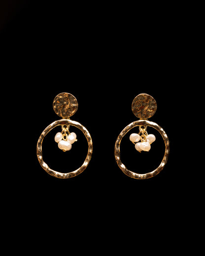 Gold Plated Pearl Hangings Hoops