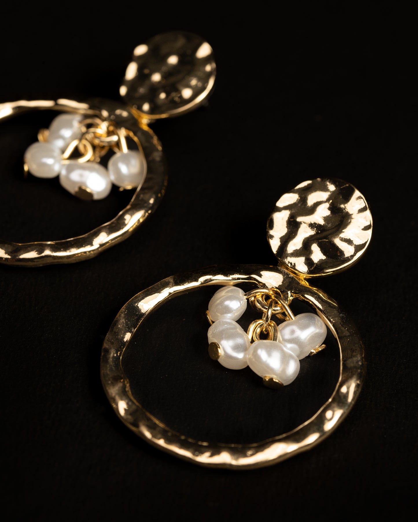 Gold Plated Pearl Hangings Hoops