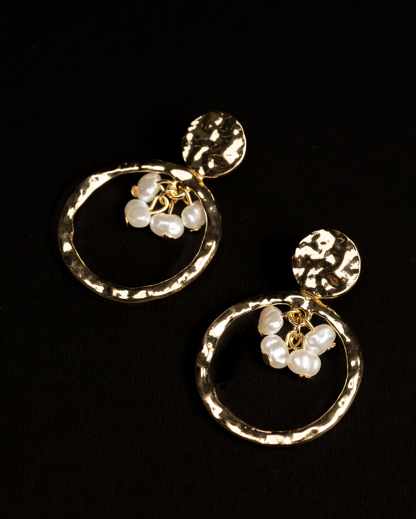 Gold Plated Pearl Hangings Hoops