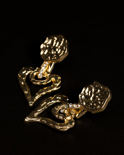Gold Plated Molten Hearts Danglers