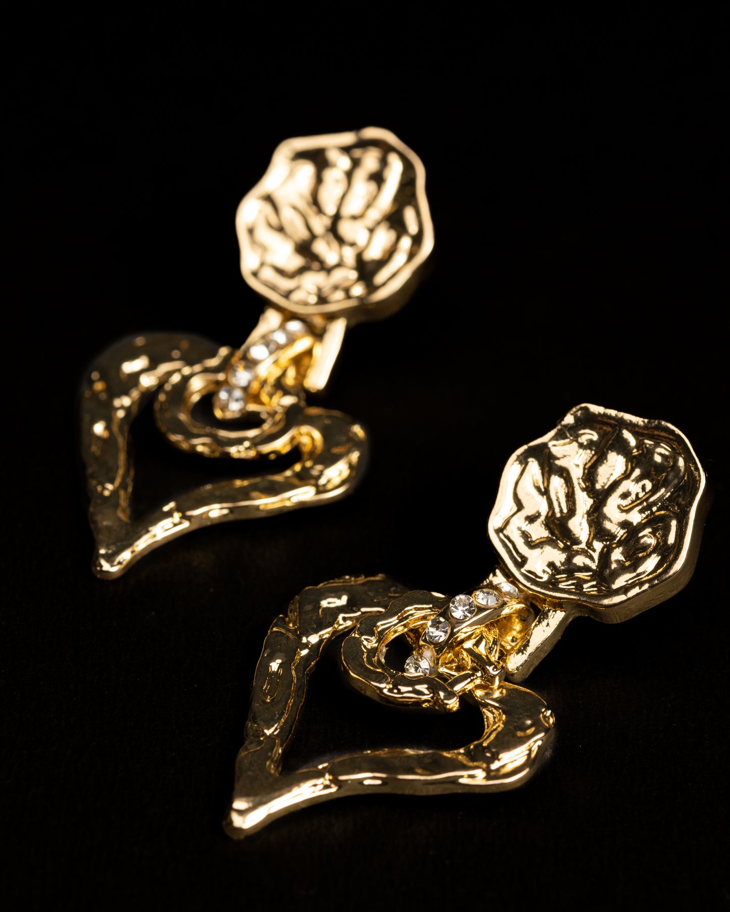 Gold Plated Molten Hearts Danglers