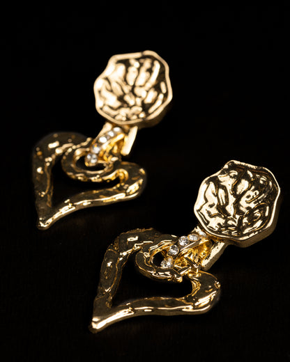 Gold Plated Molten Hearts Danglers