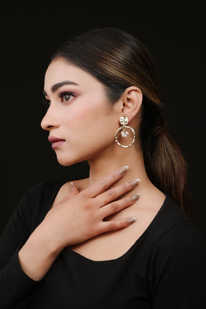 Gold Plated Pearl Hangings Hoops