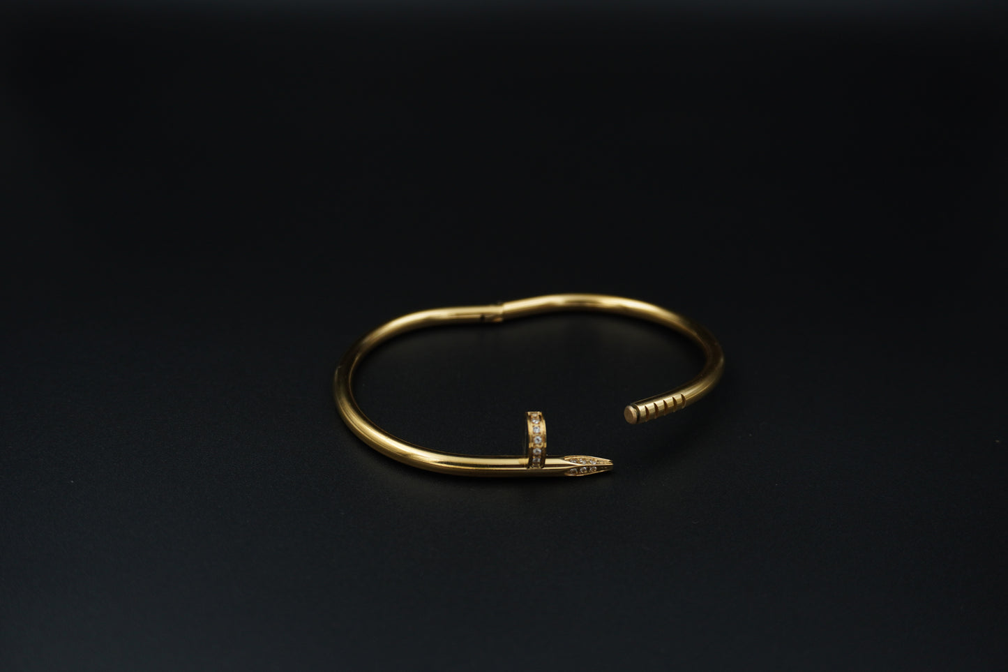 Gold Plated Half Studded Nail Bracelet