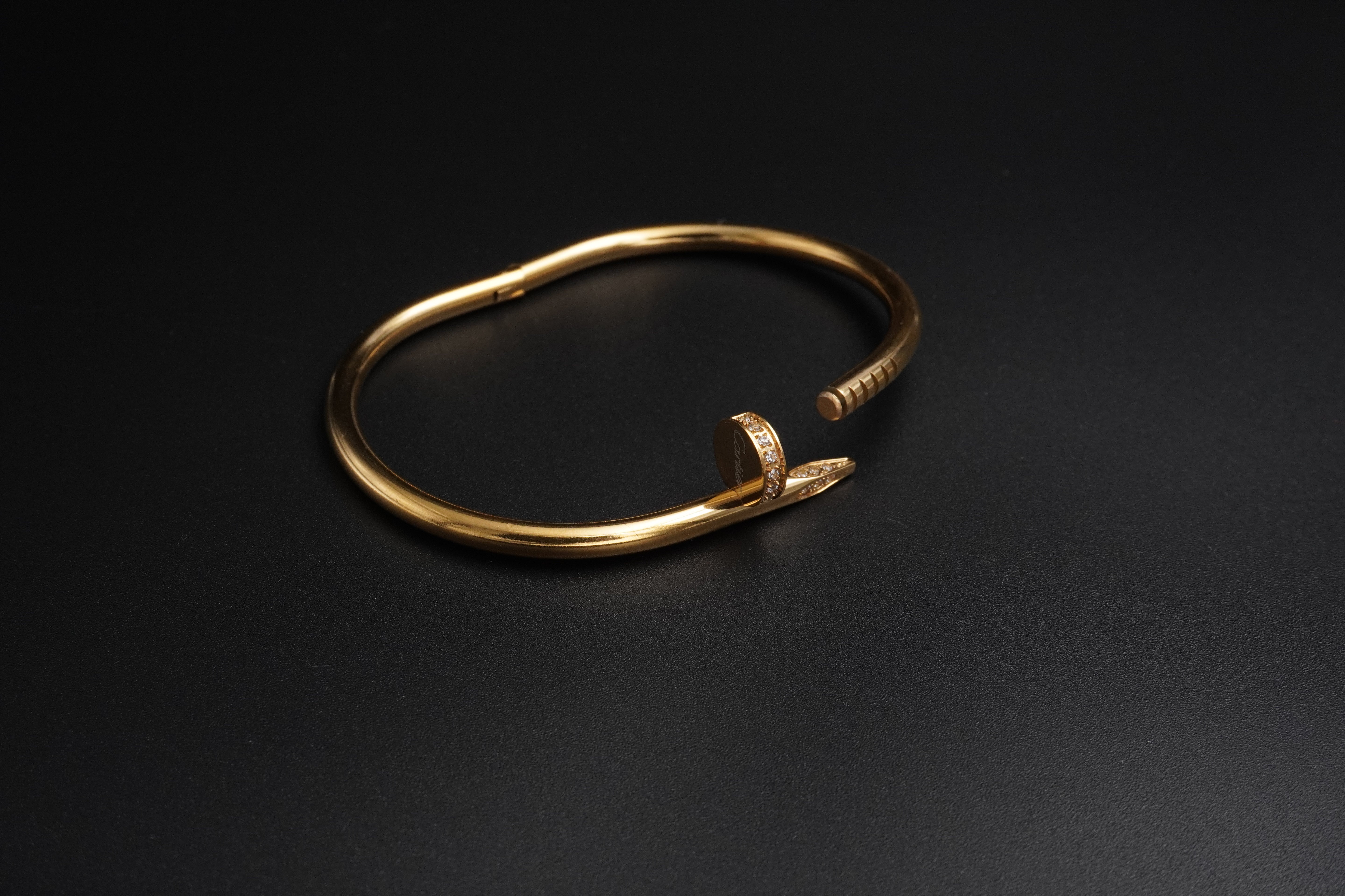 Gold Plated Half Studded Nail Bracelet