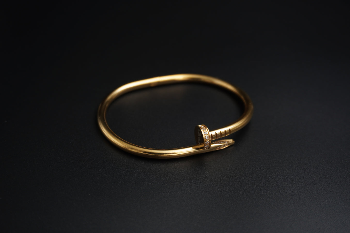 Gold Plated Half Studded Nail Bracelet