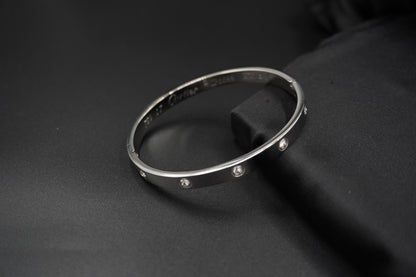 Timeless Silver Plated Cartier Engraved Love Bangle