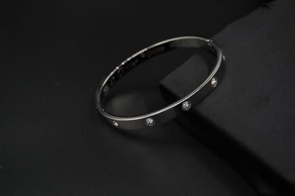 Timeless Silver Plated Cartier Engraved Love Bangle