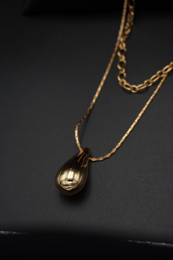 Gold Plated Drop Double Layered Chain Pendant